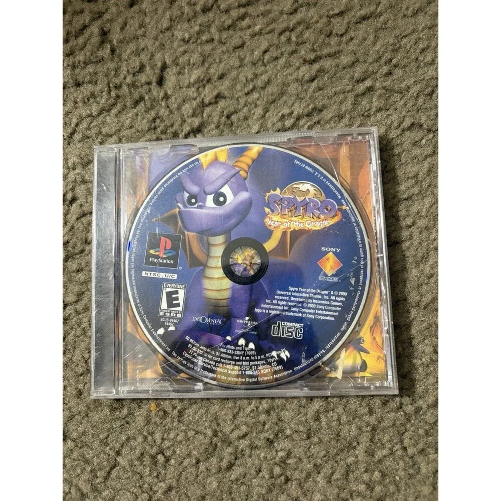 Spyro Year of the Dragon (Sony PlayStation 1, 2000) - Black Label! No Manual!